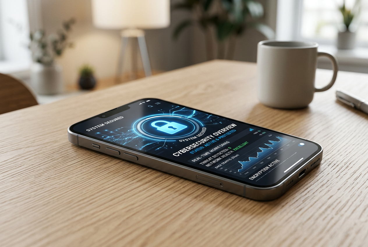 Smartphone with security interface and lock icon