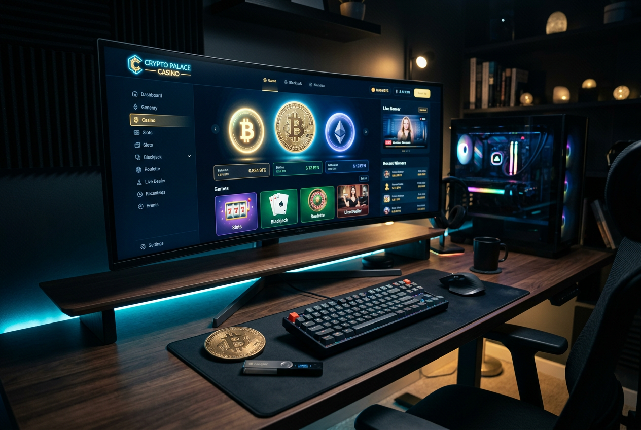 Zestawienie najlepszych kasyn kryptowalutowych 2026 na ekranie nowoczesnego komputera.
